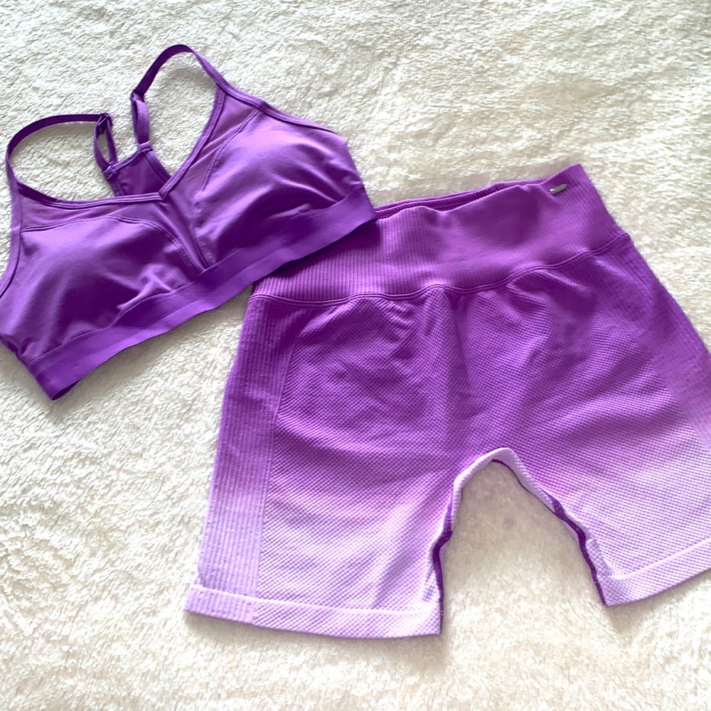 NWOT **Victoria Secret PINK  Biker short Set ombré